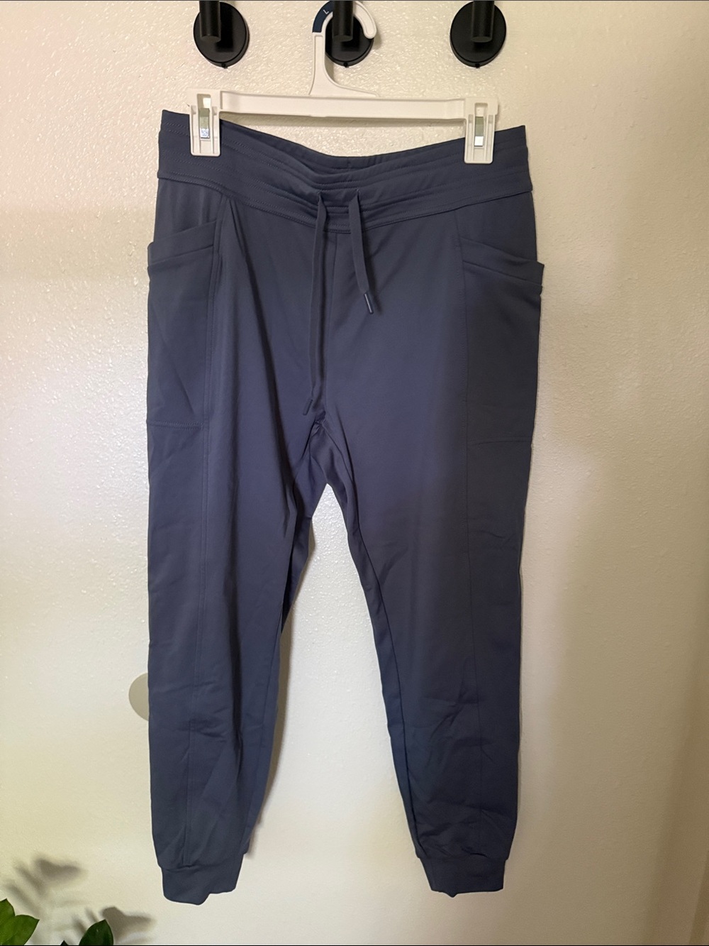 Woman’s dusty blue Drawstring Jogger Pants with Tapered Cuffs